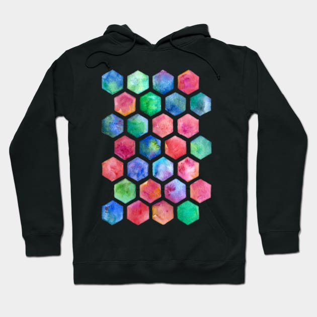 Hand Painted Watercolor Honeycomb Pattern Hoodie by micklyn